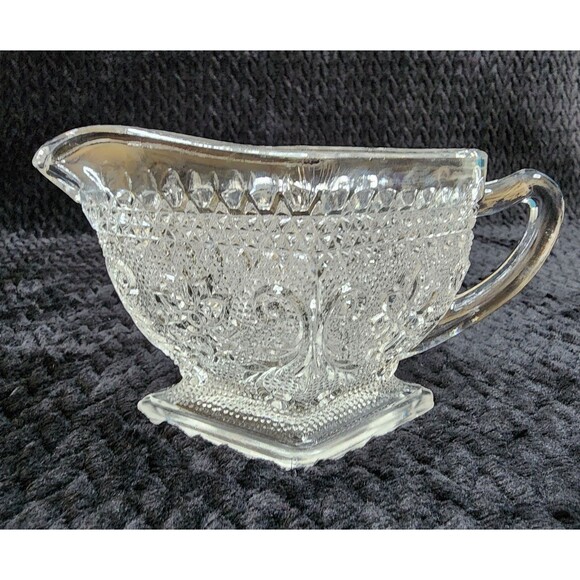 Indiana Glass Tiara Exclusives Sandwich Pattern Cream & Sugar Set Clear 1950s - Picture 5 of 11